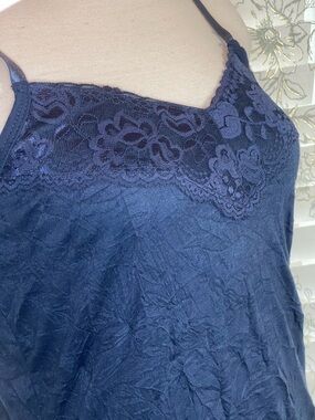 Dress Barn Navy Lace Trim Slip Tank